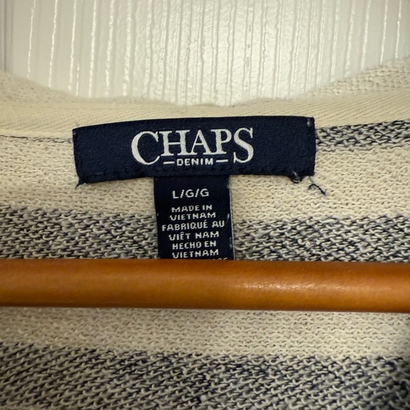 **CHAPS Striped Hoodie – Size Large – Cotton Blend – Coastal Casual Layer** - Picture 5 of 5